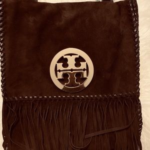 Vintage Tory Burch Brown Suede Messenger Bag